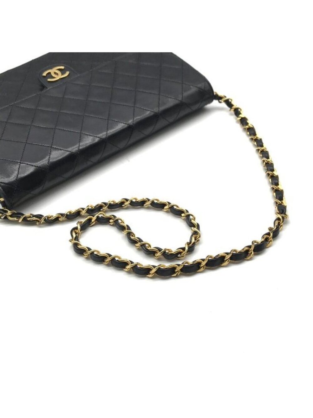 ★SOLD★ Chanel CC Logo Quilted Leather Che Hmm Shoulder Bag LadyBlack - Picture 7 of 10